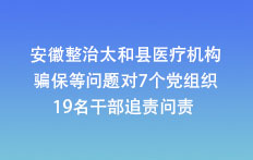 安徽整治太和县医疗机构骗保等问题对7个党组织19名干部追责问责
